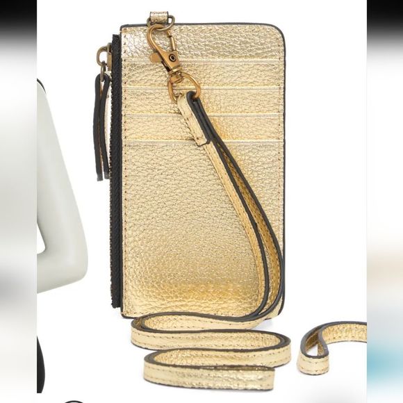 Kurt Geiger London Quilted Card Holder w/Lanyard- Gold - Picture 4 of 9